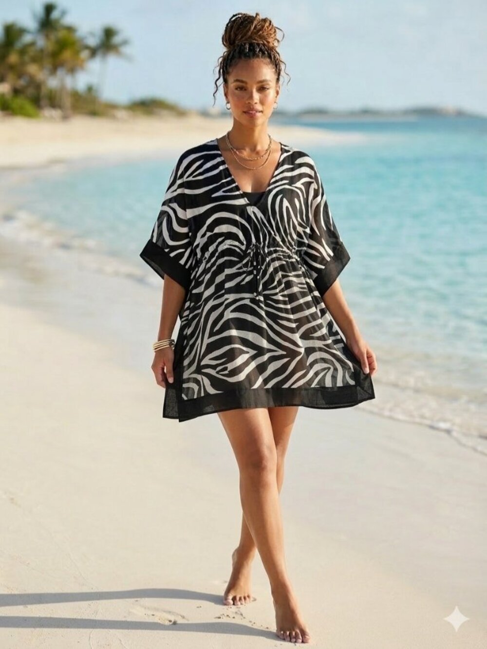 Lauren Ralph Lauren Y2K Zebra Print Swim Cover Black Size M Beach  Vacation Boho